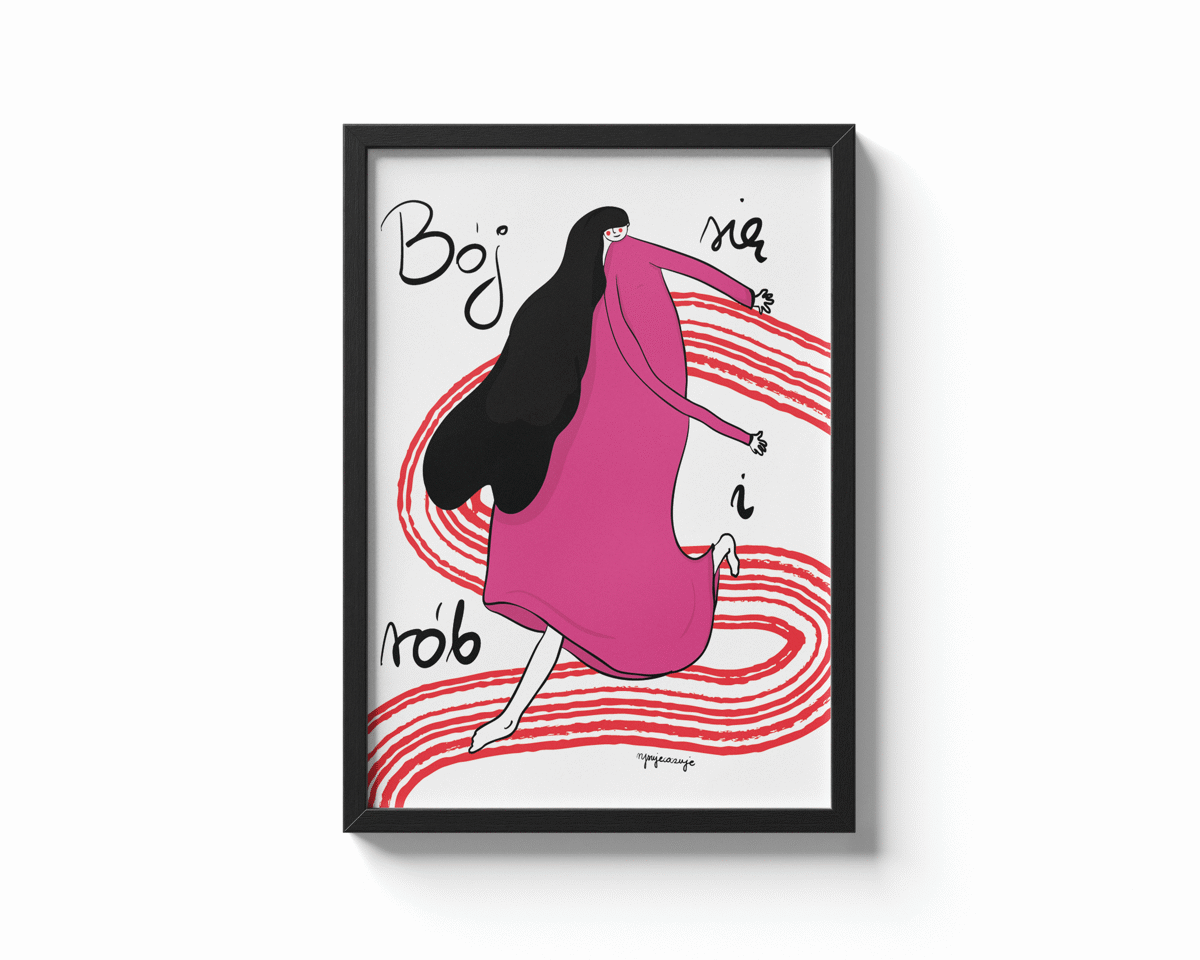 mockup plakatu boj się i rob