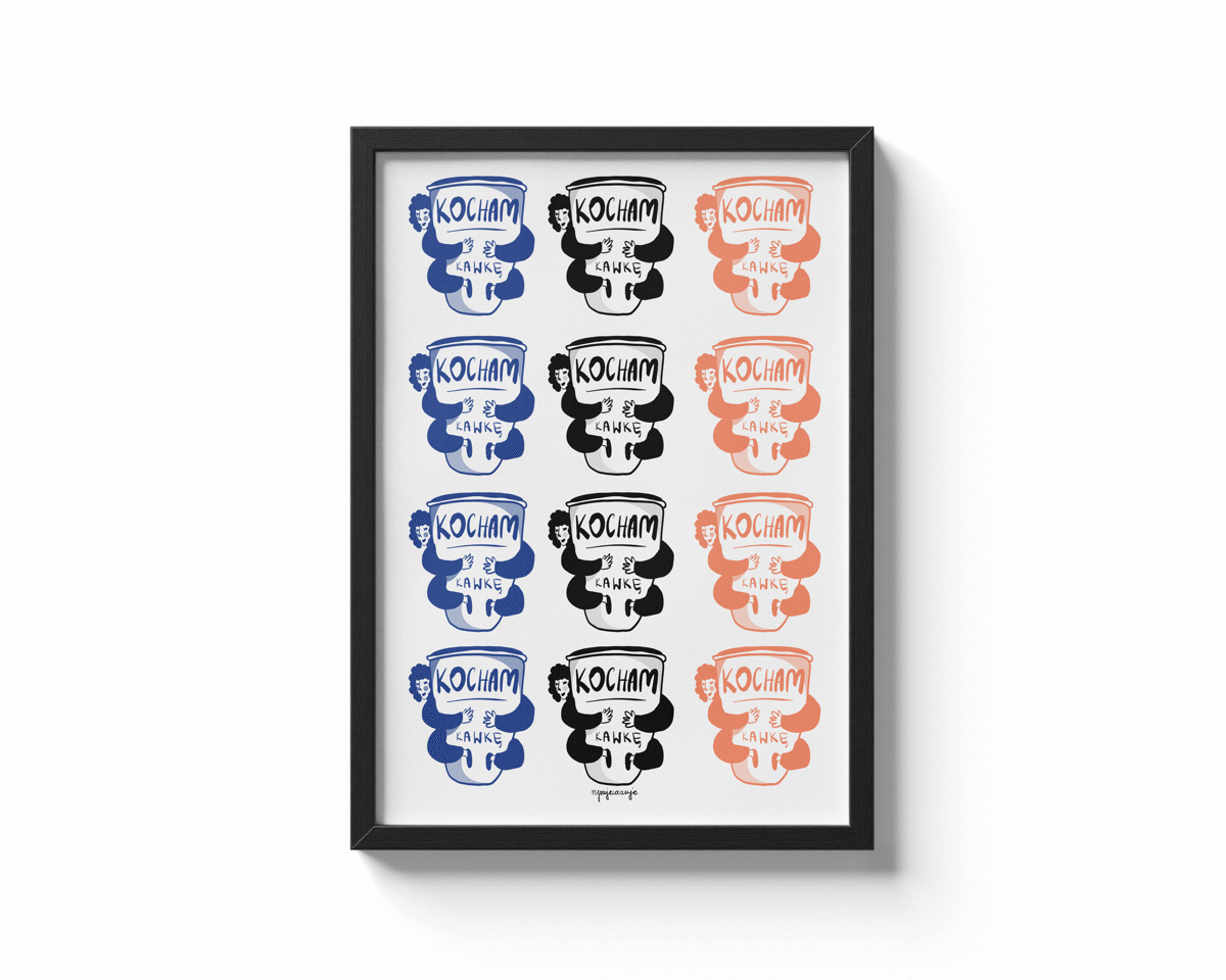 mockup plakatu kocham kawke