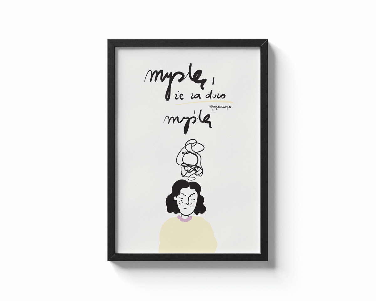 mockup plakatu za dużo mysle